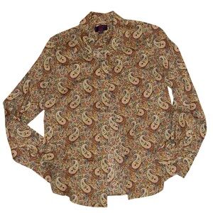 J.Crew Brown Paisley Button Down Shirt Classic Top